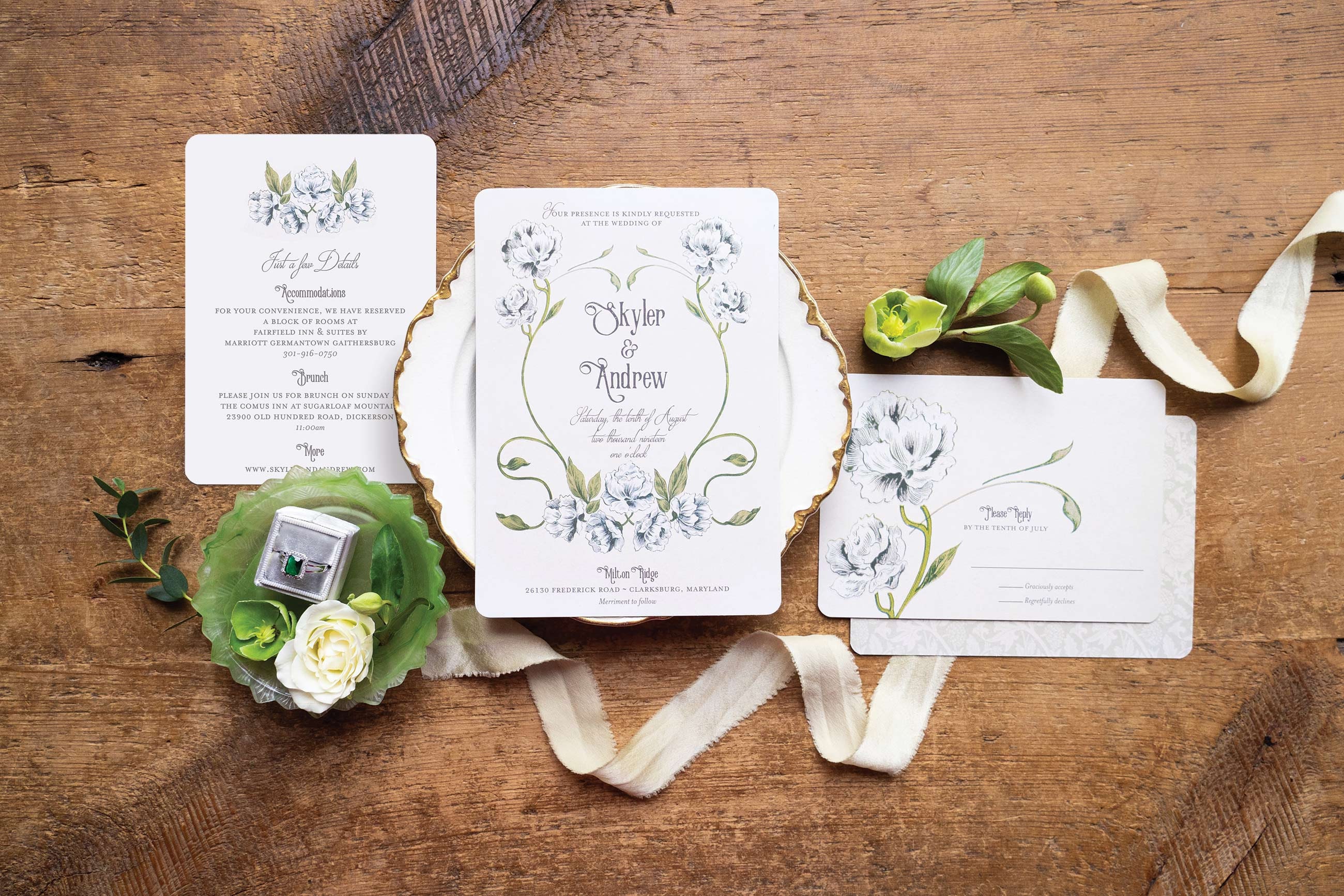 Art Nouveau Wedding Invitations Floral Wedding Invitations Etsy
