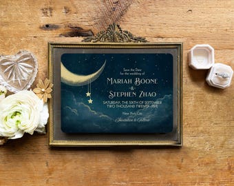 Celestial Wedding Save the Date: Moon & Stars, Gatsby-Inspired