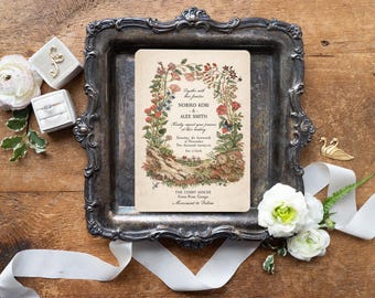 Wildflower Wedding Invitation Suite: Vintage-Inspired Secret Garden