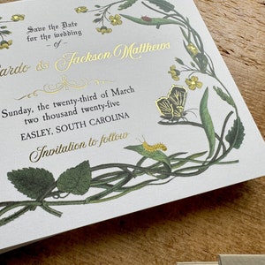 Vintage Botanical Wedding Invitation, Rustic Wedding Invitation, Garden Wedding, Boho Wedding Invitations, Vintage Wedding, Flights of Fancy image 9
