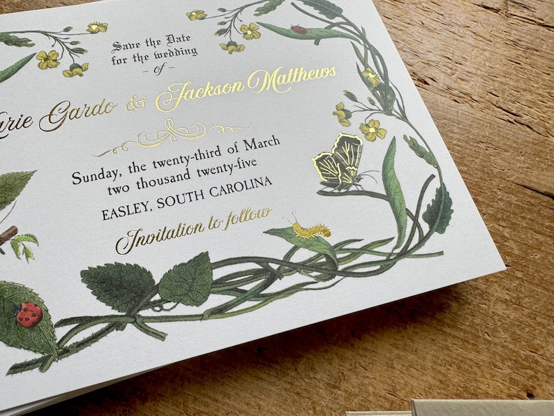 Vintage Botanical Wedding Invitation, Rustic Wedding Invitation, Garden Wedding, Boho Wedding Invitations, Vintage Wedding, Flights of Fancy image 9