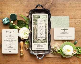 Forest Wedding Invitations, Woodland Wedding, Rustic Craftsman Wedding Stationery - Redwoods, Sequoia, Mountains, Wilderness Wedding