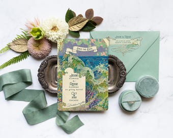 Vintage Mermaid Save the Date: Beach Ocean Wedding Postcard