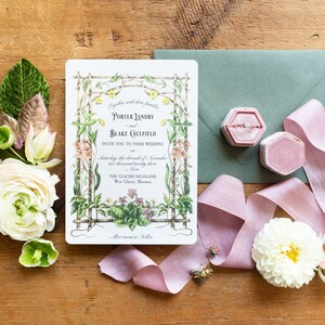 Wildflower Wedding Invitations, Boho Wedding Invitations, Blush Floral Stationery, Dusty Rose, Peach, Yellow Floral - Wildflowers