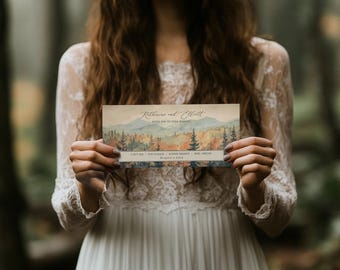 Autumn Forest Wedding Invitations: Burnt Orange, Peach, Sage