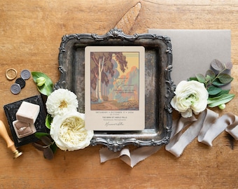 Sunset Wedding Invitations: Vintage Forest Garden Stationery