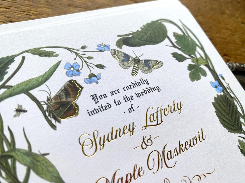 Vintage Botanical Wedding Invitation, Rustic Wedding Invitation, Garden Wedding, Boho Wedding Invitations, Vintage Wedding, Flights of Fancy image 4