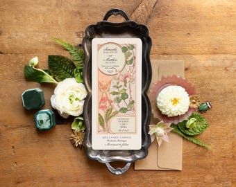 Art Nouveau Wedding Invitations: Vintage Botanical Garden Stationery - Primrose