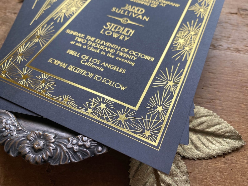 Art Deco Save the Date, Save the Dates, Art Deco Wedding Invitations, Great Gatsby Wedding, Black and Gold Invitations image 5