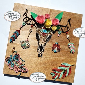 Quilled BoHo Steer Head image 1