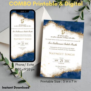 Convite Editável do Caminho Sukhmani Sahib, Convite Digital do Caminho Sukhmani Sahib, Caminho Akhand, Convite do Caminho Sehaj Download Digital Instantâneo