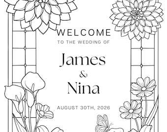 Stained Glass Wedding Sign Template | Printable | DIY Sign | 18 x 24 | Canva Template Instant Download