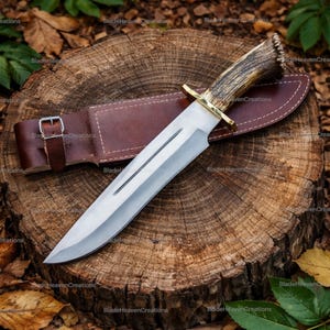 Cuchillo Bowie Seraphim Falls, Muela Magnum, mango de asta de ciervo, coleccionable, regalo para exteriores.