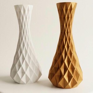 Geometric Origami Vase, 3D Printed Abstract Flower Pot, Minimalist Home Decor Centerpiece