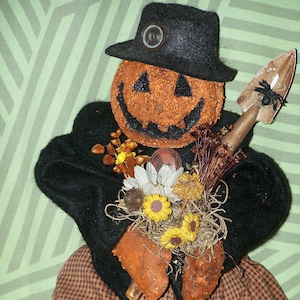 Vintage Halloween Pumpkin Head Jack O Lantern Primitive Doll