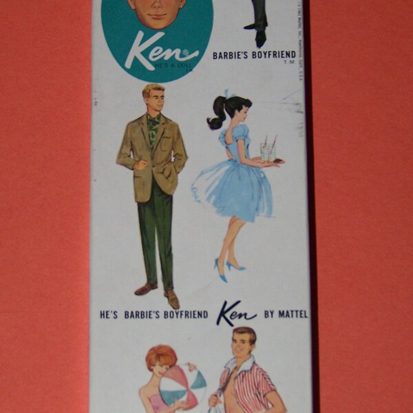 1961 Ken Doll Box Early Stock No. 750 Barbie's Boyfriend He's A Doll Mattel with STAND