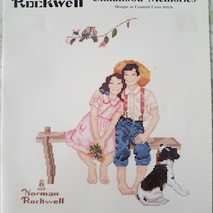Vintage Cross Stitch Patterns Norman Rockwell - Childhood Memories, 6 Patterns in One Booklet, Country Cross Stitch for Paragon Needlework