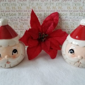 Vintage style Christmas Johanna Parker Santa Face Salt & Pepper Shakers