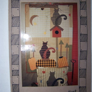 WHISKERS Cat Quilt Wall Hanging or Pillow Homespun Primitive Pattern