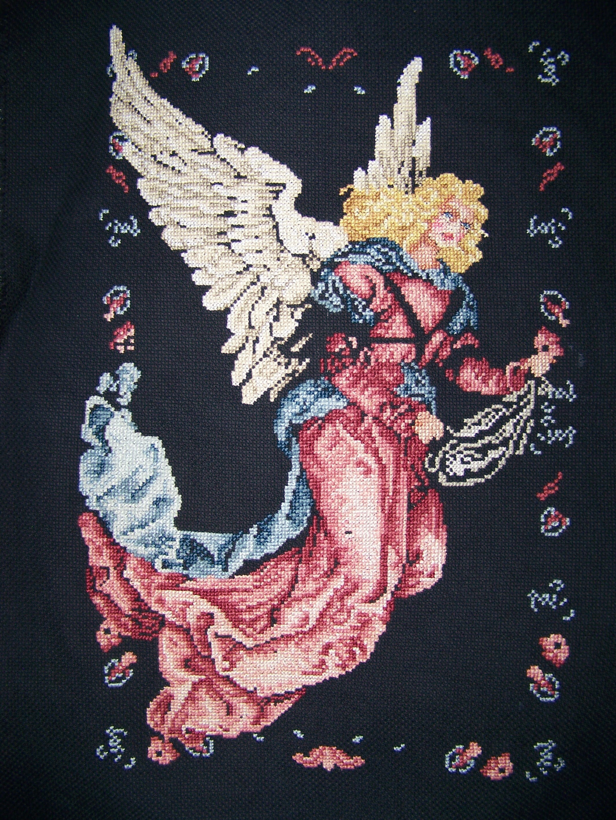 Cross stitch angel finished ready for framing needlwork