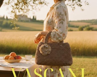 Crochet Bag Pattern Vintage Tote PDF Tutorial, Italian Aesthetic Style Tote Beginner Guide