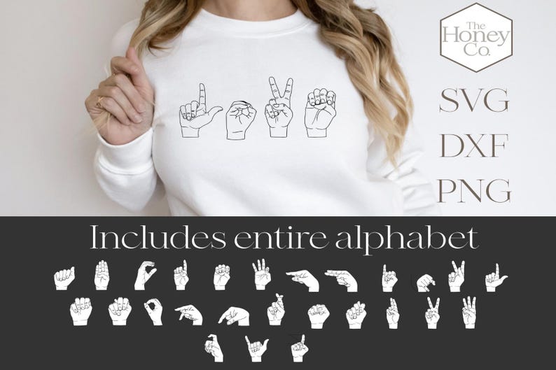 Sign Language Alphabet Sv PNG DXF Asl Cutting File Hands Clipart Bundle ...