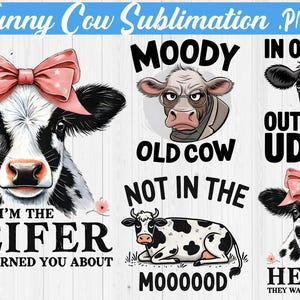 4 Funny Cow PNG Clipart Bundle | |Transparent Backgrounds | Funny Animals Graphics | Commercial Licence | Digital Crafting, Cow Png,