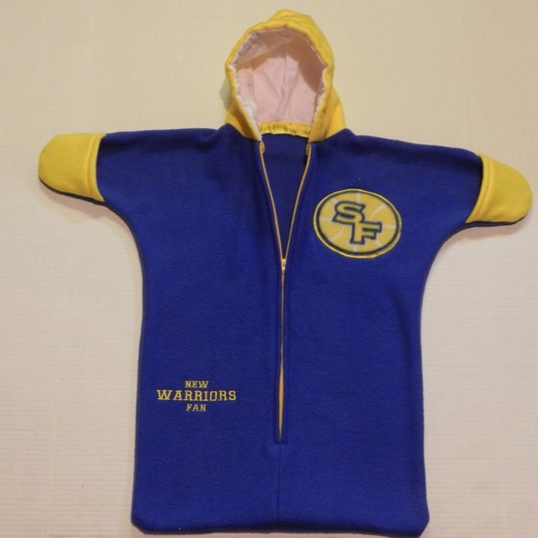 NBA GOLDEN STATE Warriors Blue fleece Baby Snuggy Bunting Coat   Fits Newborn  0 to 6 months