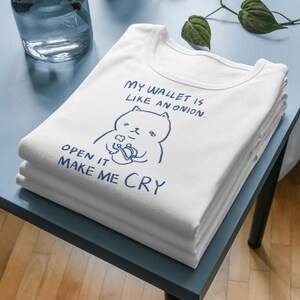 Camiseta unissex engraçada amante de gatos, camiseta gráfica de memes, camiseta de presente de animal fofo, blusa de pai e mãe de gato, design de carteira de cebola