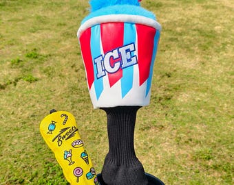 Ice cream milkshake/Yellow smiling face Driver Covers for Golf Clubs, Golf Head Covers, Golf Gifts