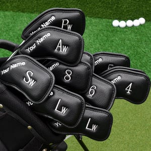 Custom embroidery Personalized Name Leather Golf Iron Head Cover Set or 1pcs, right hand and left hand