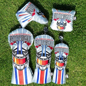 American Football zilveren headcoverset golf, NFL, driverheadcover, puttercover