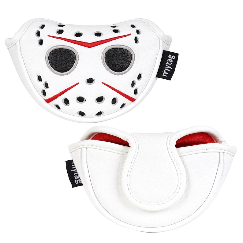 Hockey Jason Inspired Mask Funny Golf Headcover, Driver Fairway Hybrid mallet Putter, Blade putter, LAB DF3/OZ1, Iron cover set, Golf gift Mid mallet putter