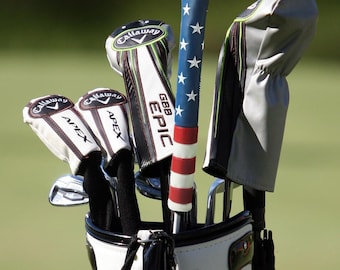 Funda para palo de alineación, diseño de la bandera de Estados Unidos, funda para palo de golf para palo de alineación - Capacidad para al menos 2 palos