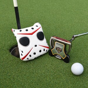 Hockey Jason Inspired Mask Funny Golf Headcover, Driver Fairway Hybrid mallet Putter, Blade putter, LAB DF3/OZ1, Iron cover set, Golf gift Square mallet putter