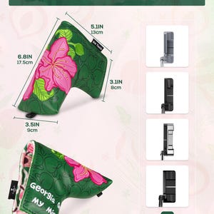 Azalea blommigt persikomönster, "Georgia on my mind", Putter Golf huvudskydd, För DF3, Blade putter, Golfgåva bild 11