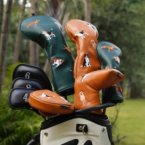 Funda para palo de golf con bordado de perros adorables para driver, fairway, híbrido y putter DF3 OZ1, regalo de golf imagen 3