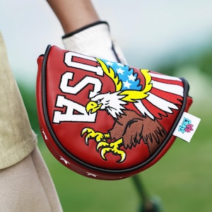 OZ1/MEZZ1 Housse de putter maillet American Eagle USA, housse de putter maillet à arbre central avec fermeture magnétique, cadeau de golf image 1