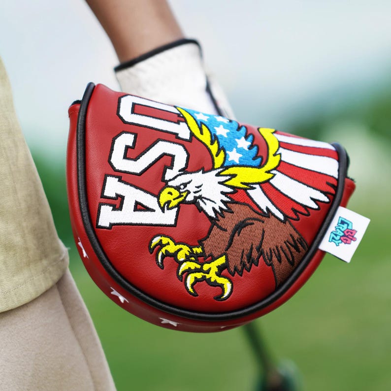OZ1/MEZZ1 Housse de putter maillet American Eagle USA, housse de putter maillet à arbre central avec fermeture magnétique, cadeau de golf image 1