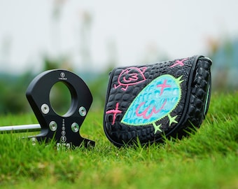 DF3 Putter Cover Golf Headcover Fits for LAB DF3 Center Shaft Birdie Design with Magnetic Closure Crocodile Pattern Leather
