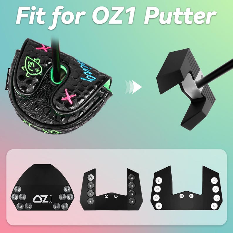 Funda para putter DF3/OZ.1, funda para cabeza de golf, compatible con el eje central LAB DF3, diseño de pájaro con cierre magnético, piel con estampado de cocodrilo. imagen 6
