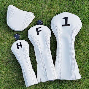 Klassische langlebige Golf Club Headcover White Headcover für Drive Woods Hybrids und Black Blade Mallet Putter