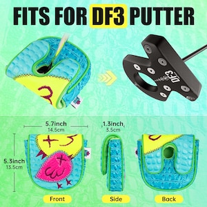 Funda para putter DF3/OZ.1, funda para cabeza de golf, compatible con el eje central LAB DF3, diseño de pájaro con cierre magnético, piel con estampado de cocodrilo. imagen 12
