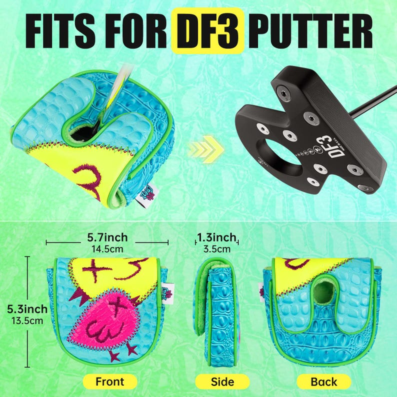 Funda para putter DF3/OZ.1, funda para cabeza de golf, compatible con el eje central LAB DF3, diseño de pájaro con cierre magnético, piel con estampado de cocodrilo. imagen 12