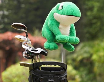 Funda para la cabeza del palo de golf con forma de rana, funda protectora de viaje con diseño de animal de felpa suave.