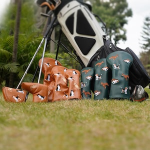 Funda para palo de golf con bordado de perros adorables para driver, fairway, híbrido y putter DF3 OZ1, regalo de golf imagen 4