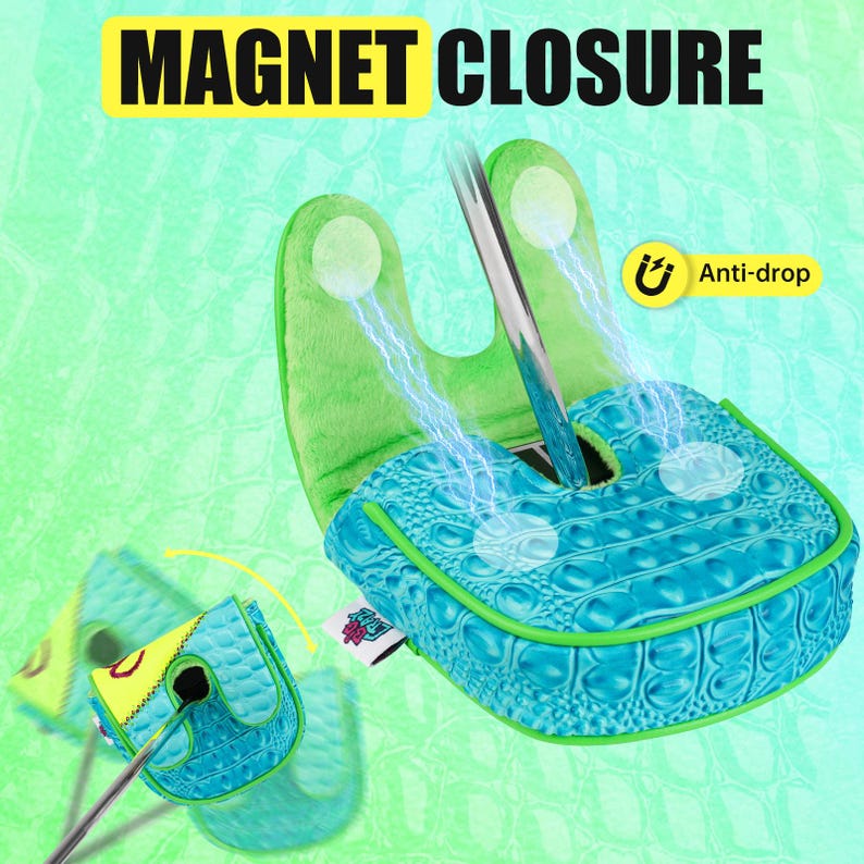 Funda para putter DF3/OZ.1, funda para cabeza de golf, compatible con el eje central LAB DF3, diseño de pájaro con cierre magnético, piel con estampado de cocodrilo. imagen 13