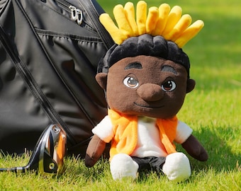 Grappige en schattige jongenspop pluche golf driver hoes headcover golfer cadeau, driver head cover, golf cadeau, geïnspireerd door Snappy Gilmore