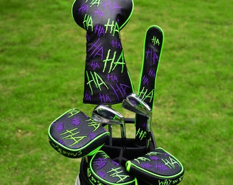 HAHA Why So Serious Golf Head Cover,  Driver/putter/DF3/OZ1 golf head cover, Alignment Stick Cover, Golf gift
