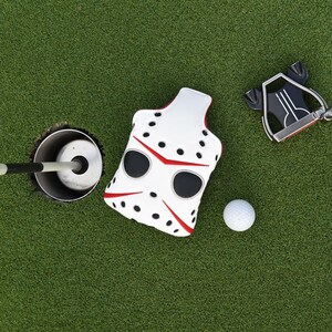 Hockey Jason Inspired Mask Funny Golf Headcover, Driver Fairway Hybrid mallet Putter, Blade putter, LAB DF3/OZ1, Iron cover set, Golf gift image 11